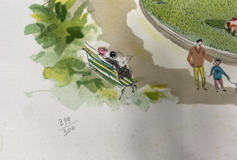 Pierre PAGES (1933) - Jardin parisien - Lithographie - Signée en bas à droite e…