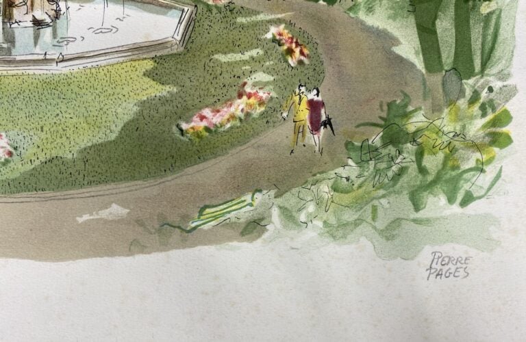Pierre PAGES (1933) - Jardin parisien - Lithographie - Signée en bas à droite e…