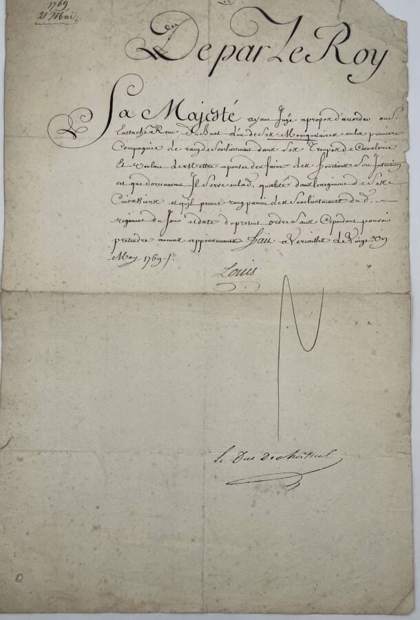ROIS. - 3 P.S. (secrétaire), Versailles 1756-1777 ; 1 page in-fol. chaque en pa…