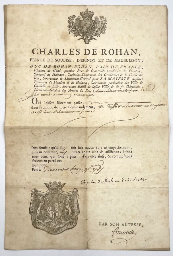 ROIS. - 3 P.S. (secrétaire), Versailles 1756-1777 ; 1 page in-fol. chaque en pa…