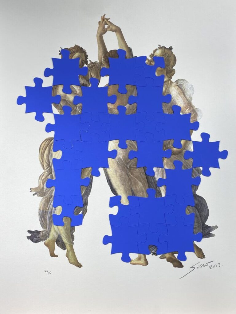 Sacha SOSNO (1937-2013) - Les trois grâces façon puzzle - Lithographie - Signée…