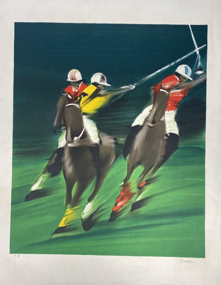 Victor SPAHN (1949) - Les joueurs de polo - Lithographie en couleurs - Signée e…