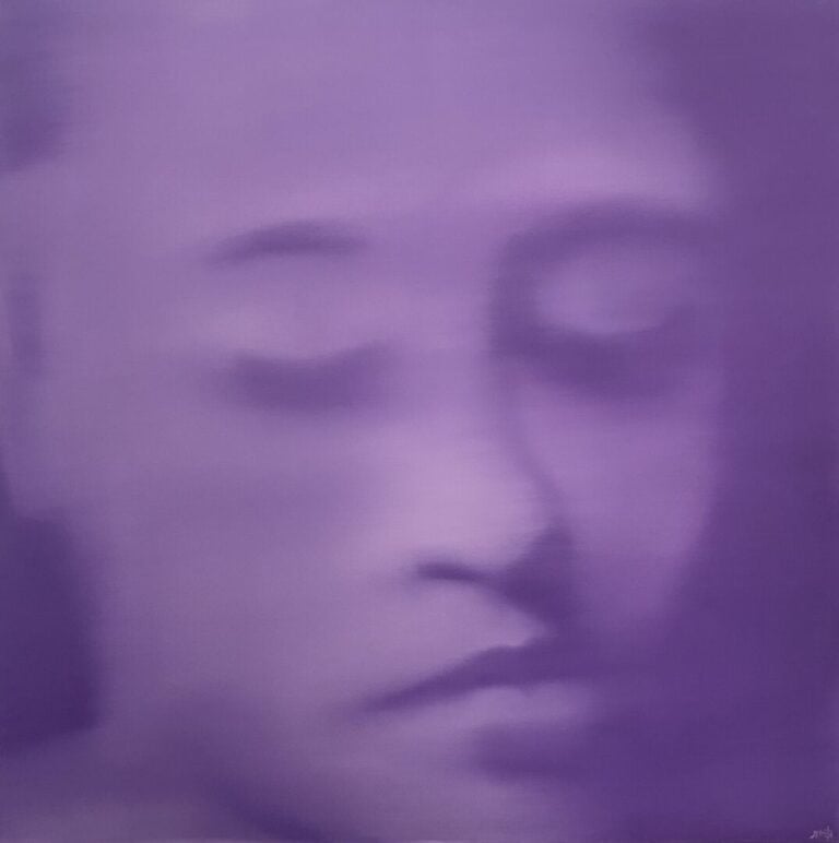 XING Chen Fang (1974) - Visage mauve - Huile sur toile - Signée en bas à droite…