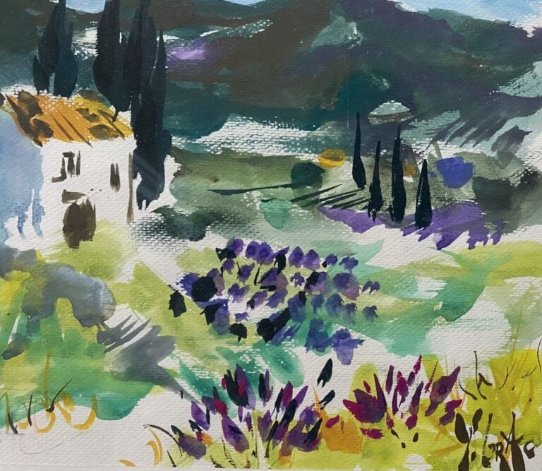 Yvon GRAC (1945) - Paysage champêtre - Aquarelle sur papier - Signé en bas à dr…