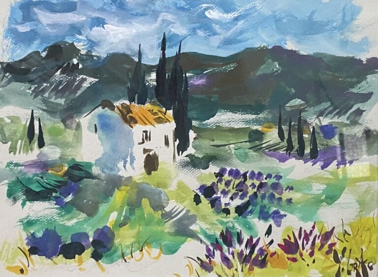 Yvon GRAC (1945) - Paysage champêtre - Aquarelle sur papier - Signé en bas à dr…