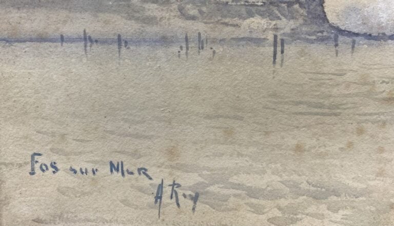 A. ROY - Fos-sur-mer - Aquarelle - Signé et situé en bas à gauche - 24.5 x 53 c…