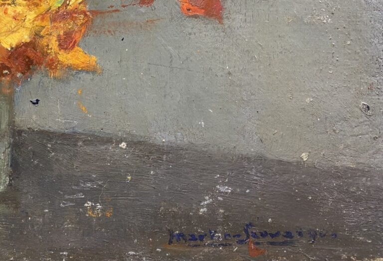 Charles MARTIN-SAUVAIGO (1881-1970) - Bouquet de fleurs orange et rouge - Huile…