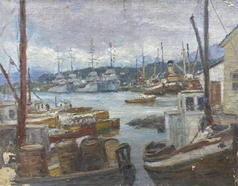 Charles MARTIN-SAUVAIGO (1881-1970) - Port d'Hambourg - Huile sur toile maroufl…