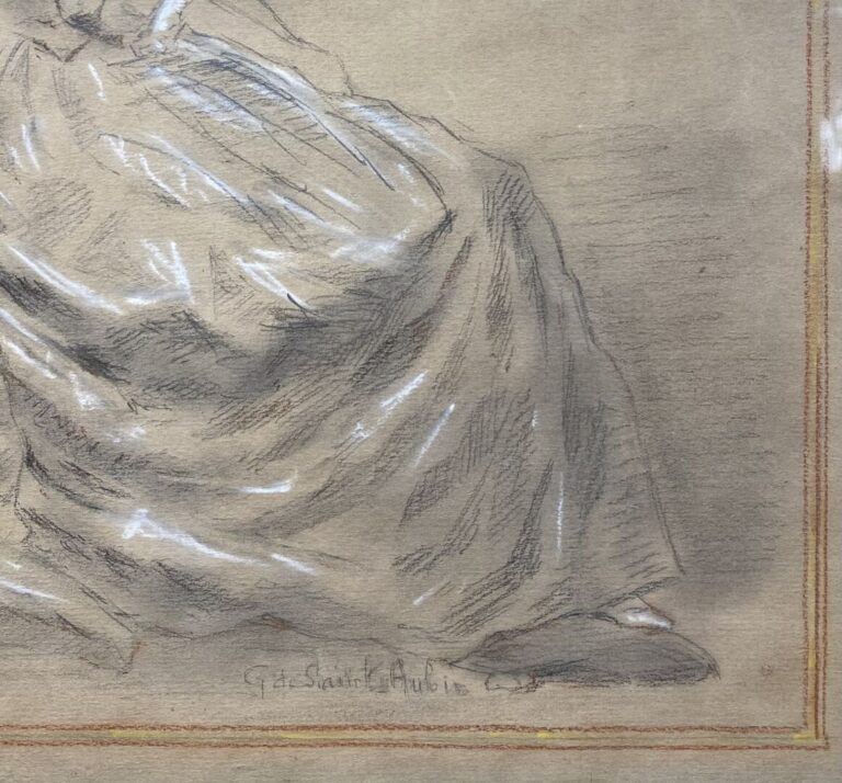 Dans le goût de Gabriel de Saint Aubin (1724-1780) - Jeune femme assise dans un…