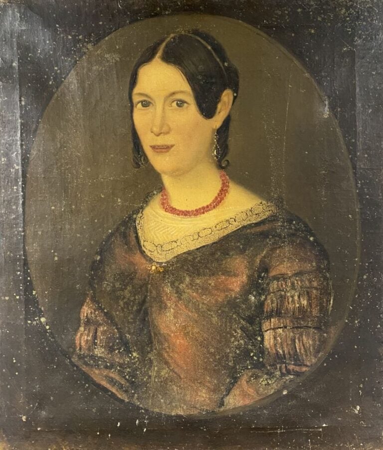 Ecole du XIXe siècle - Deux portraits de femme - Huiles sur toile - 61 x 53 cm…