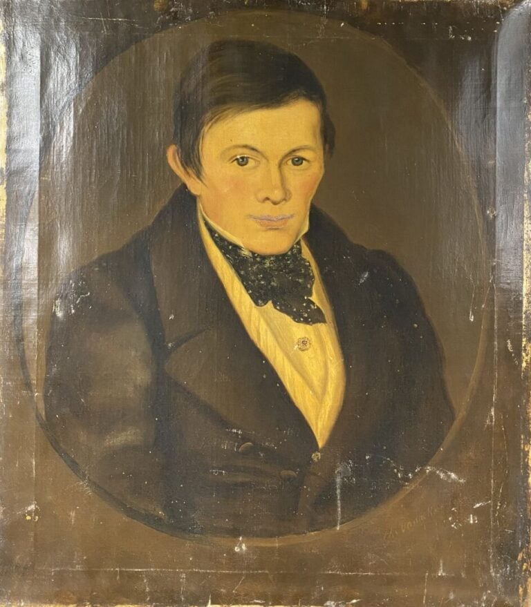 Ecole du XIXe siècle - Portraits - Huiles sur toile - 60 x 50.5 cm - (en l'état…