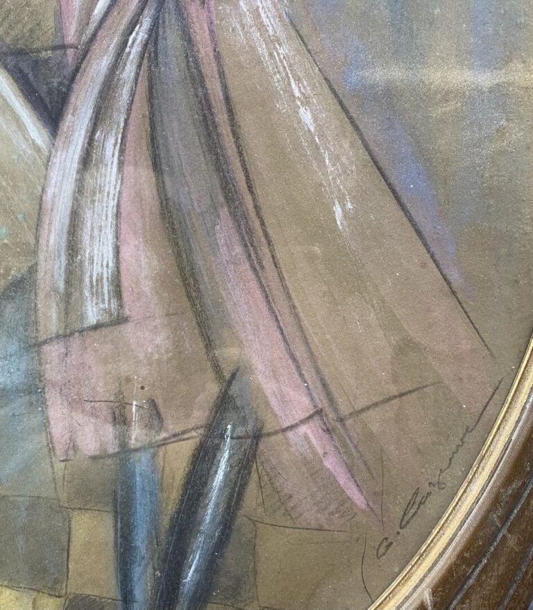 Ecole du XXe siècle - Femmes dans un intérieur - Pastel - Signé "Cazeneuve" ? -…