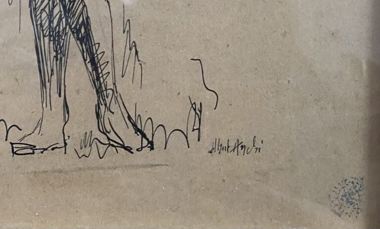 Ecole du XXe siècle - Nu debout - Encre sur papier - Porte la signature Albert…