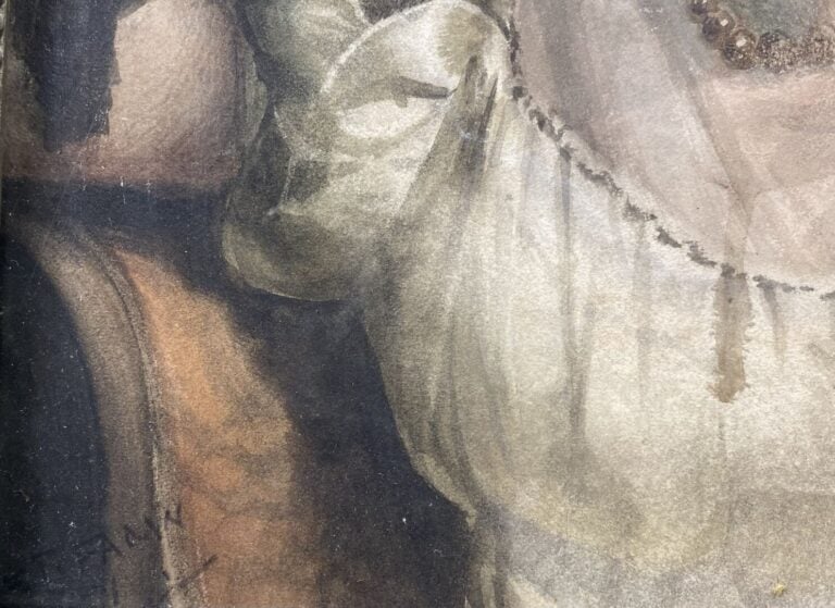 Ecole du XXe siècle - Portrait de jeune femme - Aquarelle - Porte une signature…
