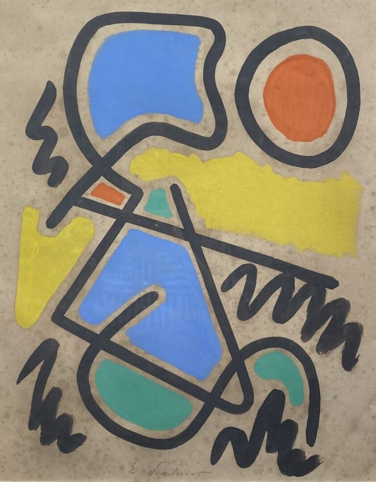 Émile LAHNER (1893-1980) - Composition aux formes géométriques - Gouache sur pa…
