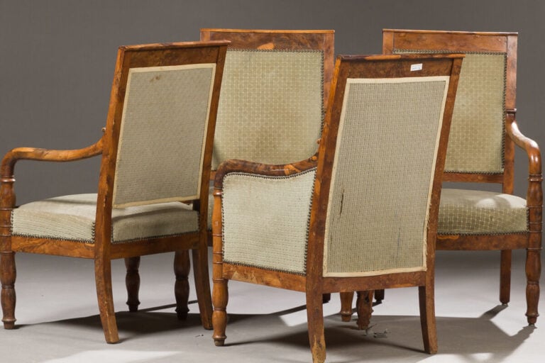 Ensemble de fauteuils, bergère et chaises en acajou