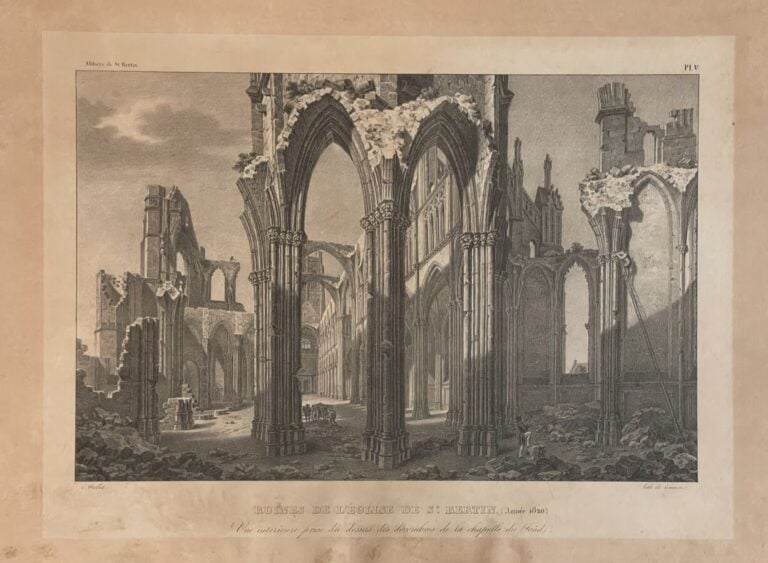 Ensemble de quatre gravures : - Gravure Religieuse 27.5 x 21.5 cm - "Ruines de…