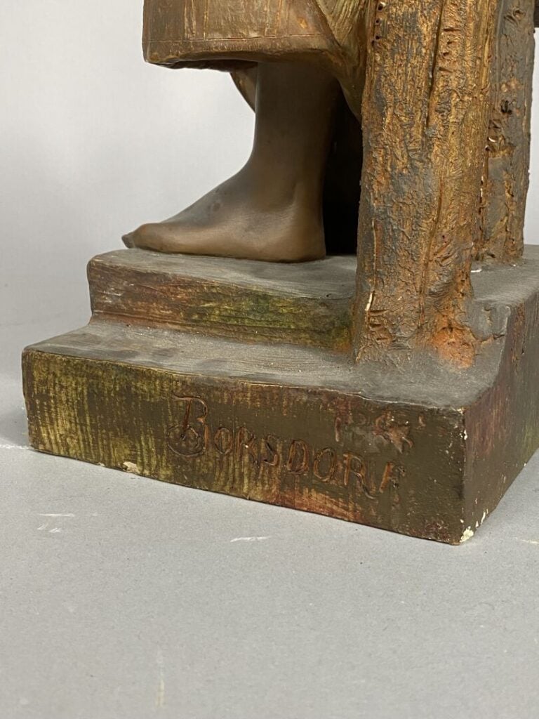Ernst BORSDORF (XIXe / XXe siècle) - La fille aux puits - Sculpture en terre cu…