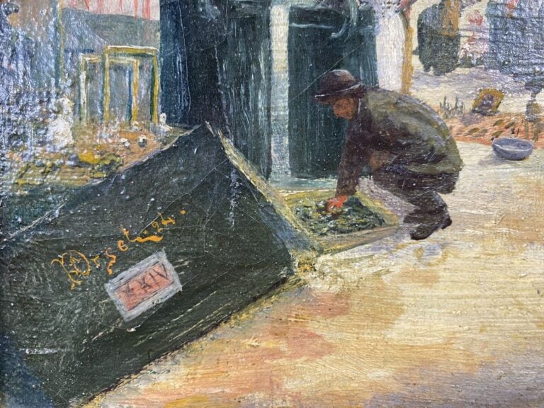 François ORSET (1878-?) - La brocante - Huile sur toile - Signée en bas à gauch…