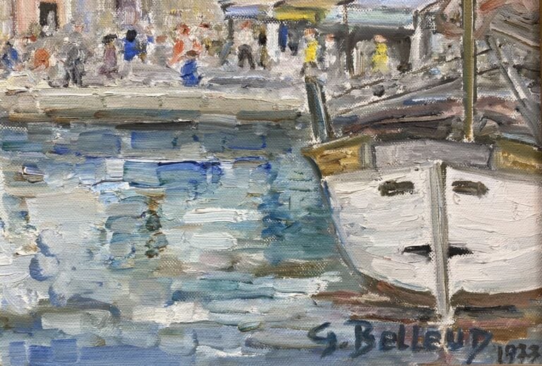 Gisèle BELLEUD (1921-2019) - Saint Tropez - Reflets - Huile sur toile - Signée…