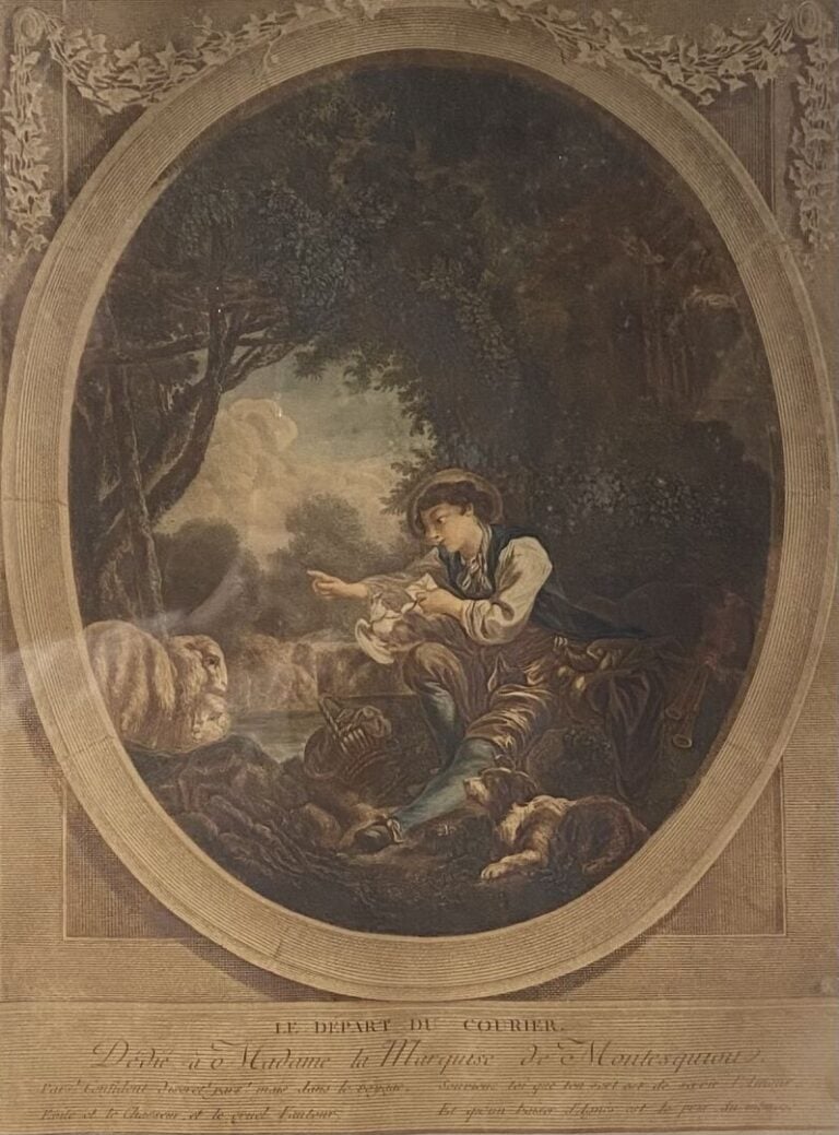 Lot de gravures encadrées dont scènes galantes, cavaliers, etc, et divers