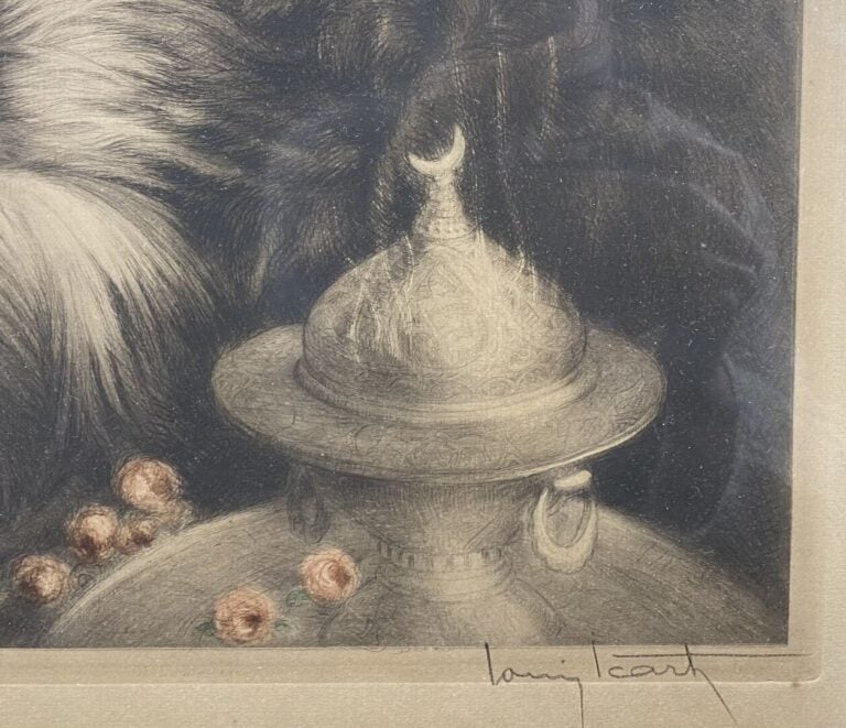 Louis ICART (1888-1950) - Jeune femme allongée - Lithographie en couleurs - Sig…