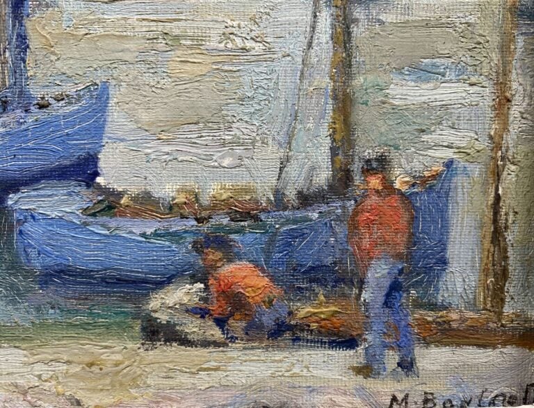 Maurice BOUTROLLE (XX) - Vue sur un quai - Huile sur panneau - Signé en bas à g…