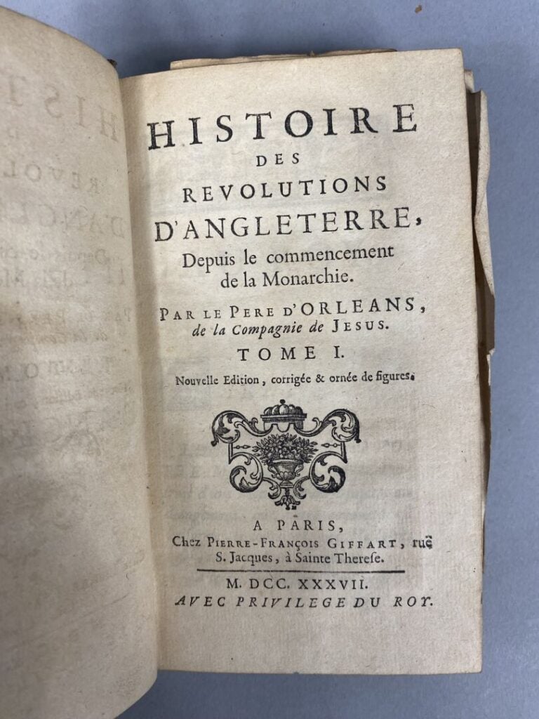 ORLEANS (R.P. Pierre-Joseph d'). - Histoire des Révolutions d'Angleterre, depui…