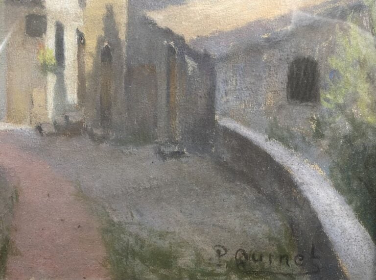 P. QUINET (XIXe-XXe) - Rue du vieux Cagnes - Pastel sur papier - Signé en bas à…