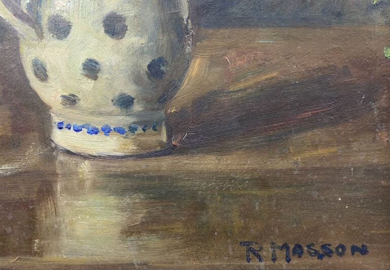 Roger MASSON (XXe) - Bouquet de fleurs - Huile sur carton - Signé en bas à droi…