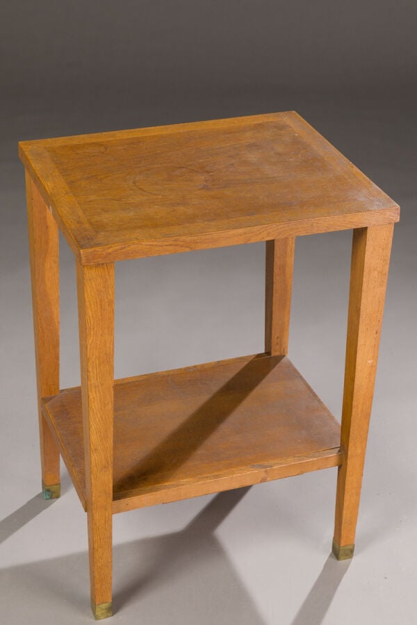 Travail Français - Dans le goût de Jacques ADNET - Table d'appoint en chêne - P…