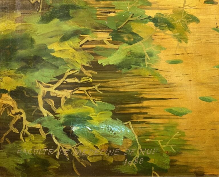 Vietnam - Faculté de medécine de Hué, 1988 - Panneau laqué - Titré - 58 x 38.5…