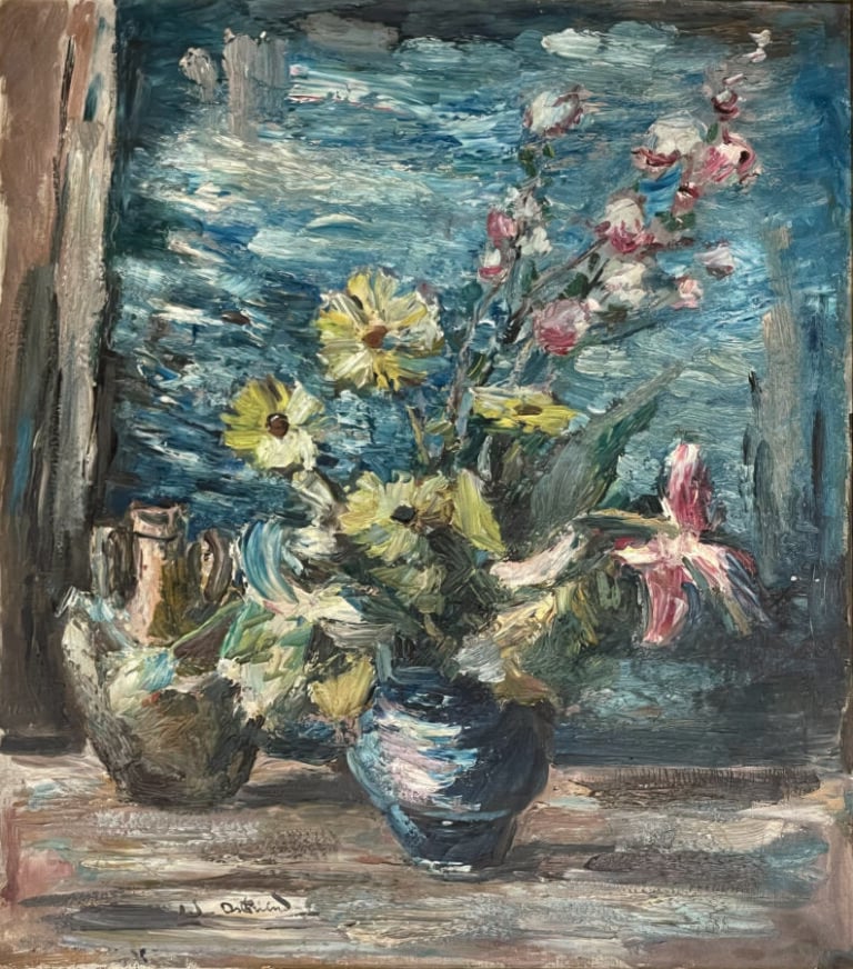 Anders OSTERLIND (1887-1960) - Bouquet de fleurs - Huile sur toile, signée en b…