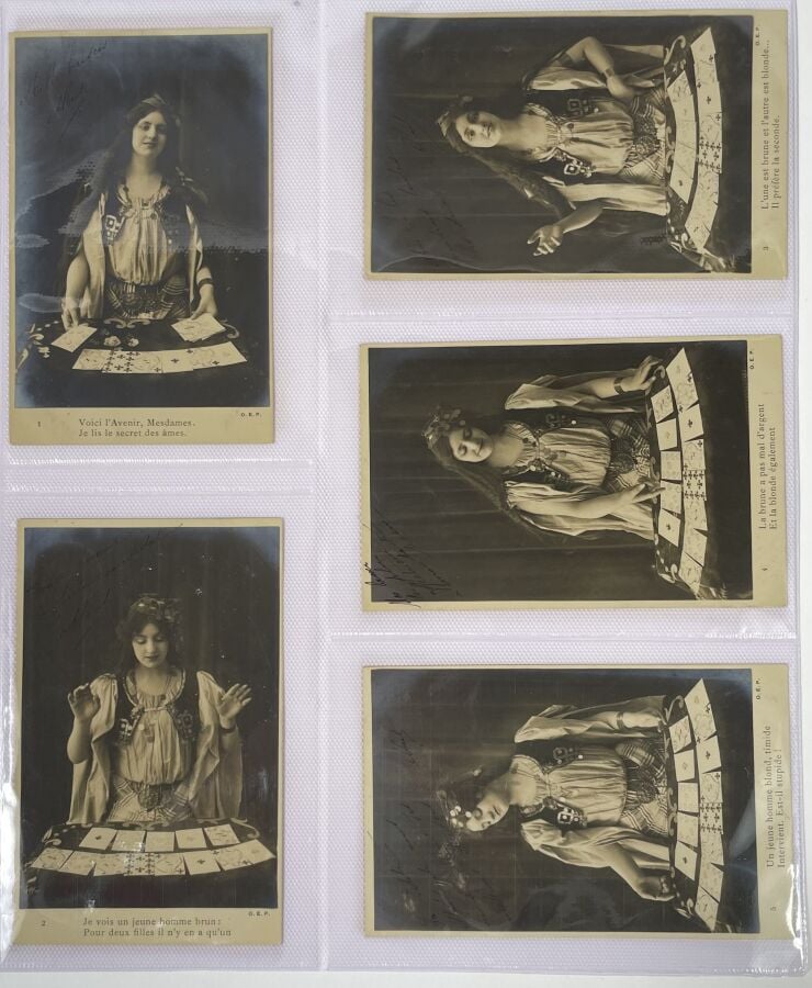 CARTES POSTALES. retour du marché et diseuse de bonne aventure