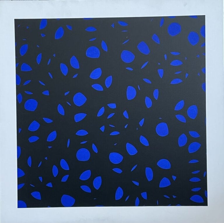 Composition bleue, noire fond noir - Acrylique sur toile, - 100 x 100 cm