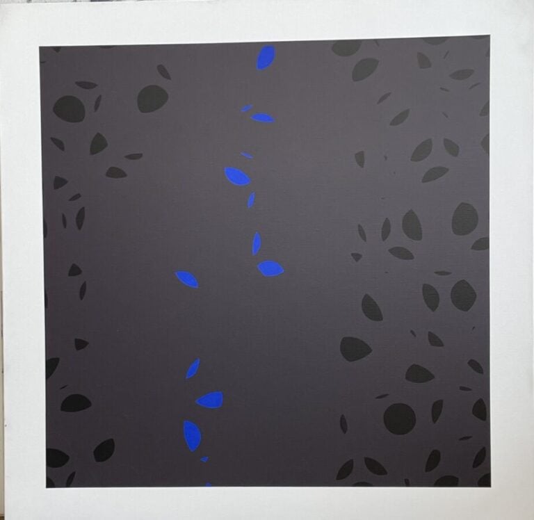 Composition bleue, noire sur fond gris foncé - Acrylique sur toile, numéro 54 a…
