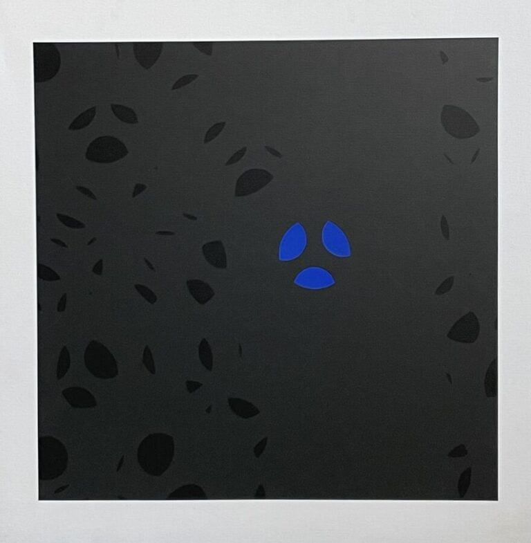 Composition bleue, noire sur fond noir - Acrylique sur toile, - 100 x 100 cm