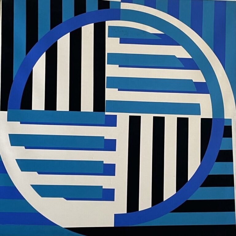 Composition circulaire, bleue et noire, - Acrylique sur toile, - 100 x 100 cm