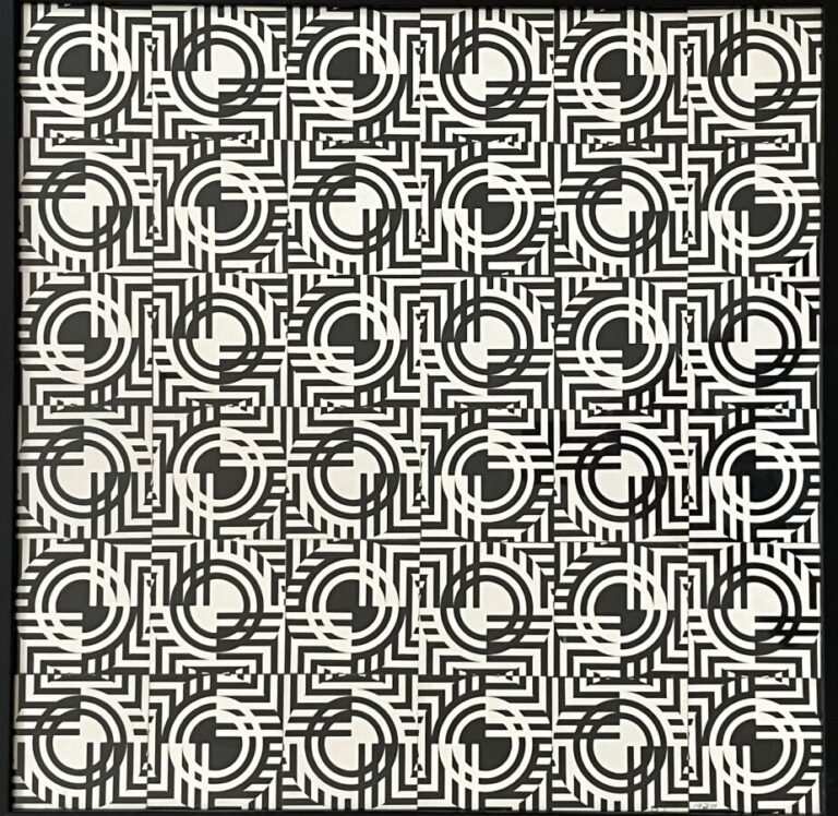 Composition circulaire noire et blanche : Structure de base , 1970 - Sérigraphi…