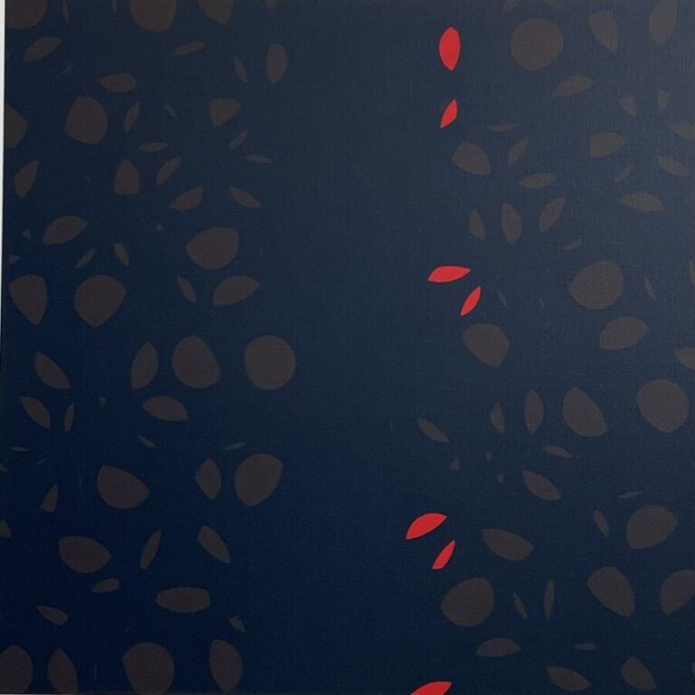 Composition forme noire et rouge sur fond gris , 1985 - Acrylique sur toile, mo…