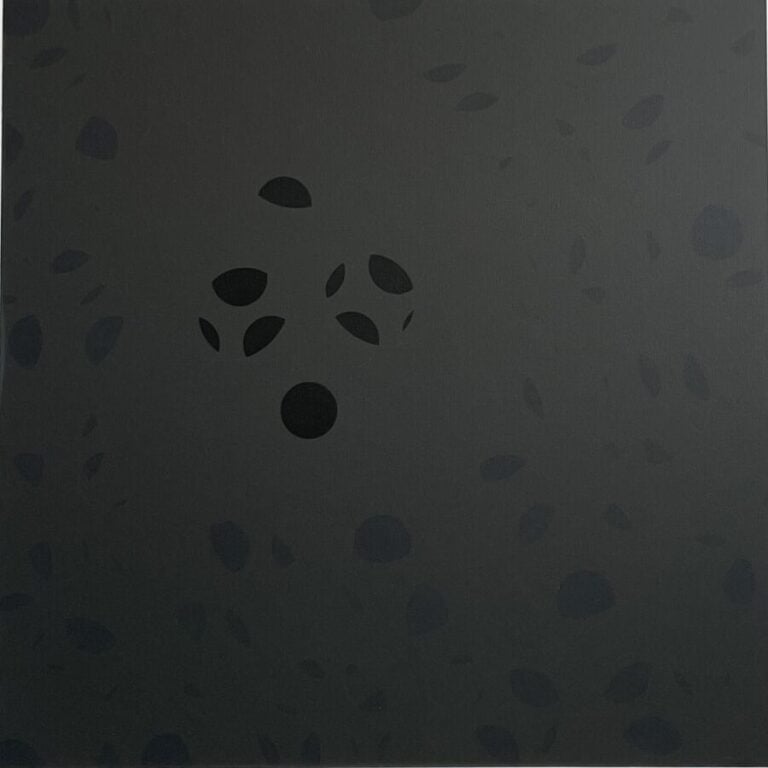 Composition forme noire sur fond gris , - Acrylique sur toile, - 100 x 100 cm