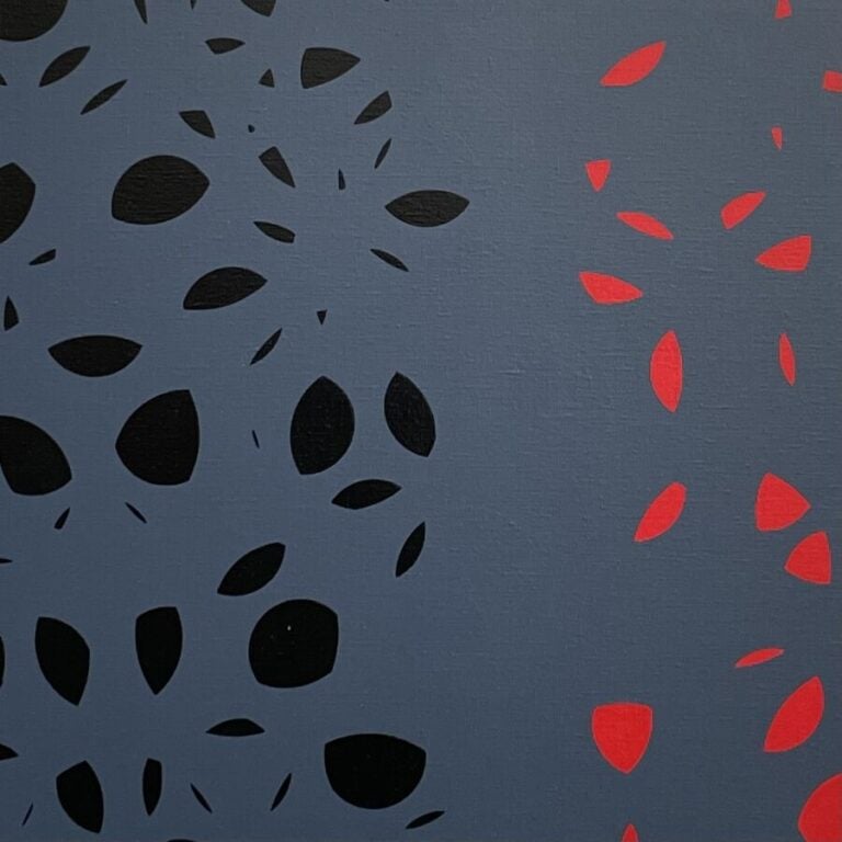 Composition forme rouge ,noire sur fond gris - Acrylique sur toile - 60 x 60 cm