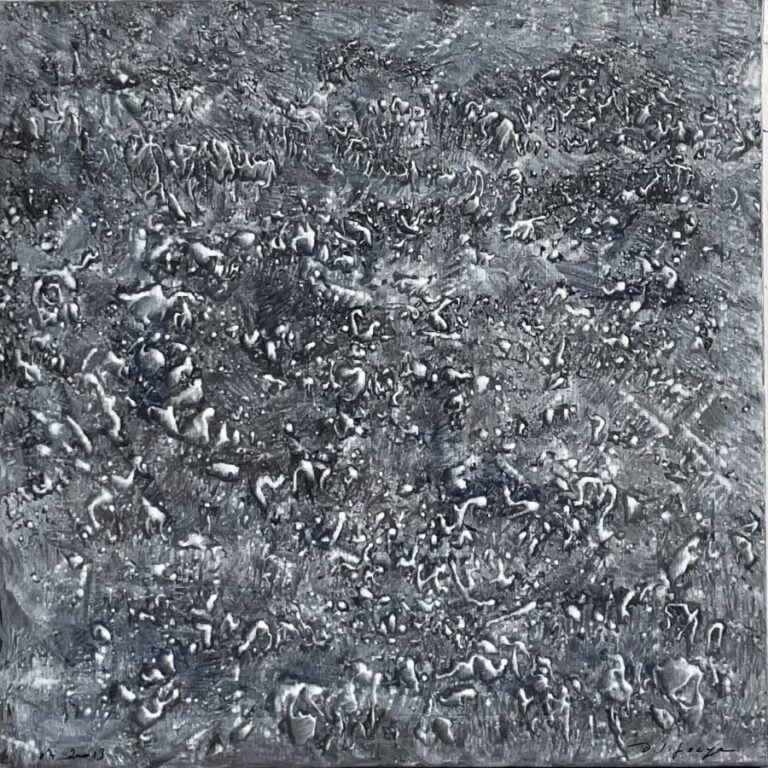 Composition goutte grise , 2013 - Acrylique et technique mixte sur toile, signé…