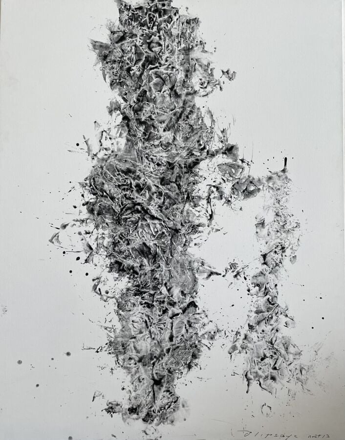 Composition noire, grise et blanche , 2013 - Acrylique sur toile, signée et dat…