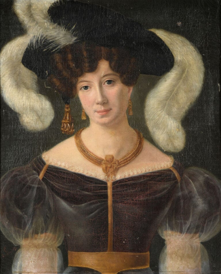 Ecole du milieu du XIXe siècle - Portrait d'officier et de son épouse - Deux hu…