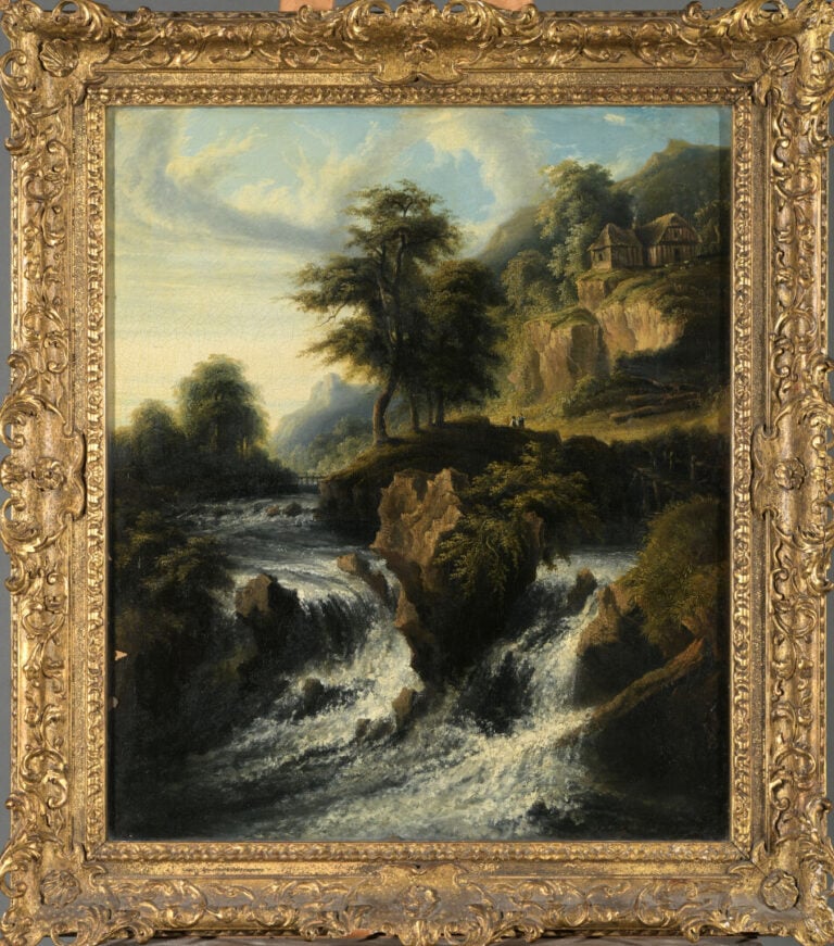 Ecole du XIXe siècle, d'après Jacob Isaacksz van Ruisdael - Paysage au bord de…