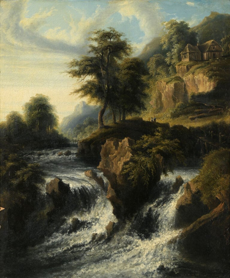 Ecole du XIXe siècle, d'après Jacob Isaacksz van Ruisdael - Paysage au bord de…