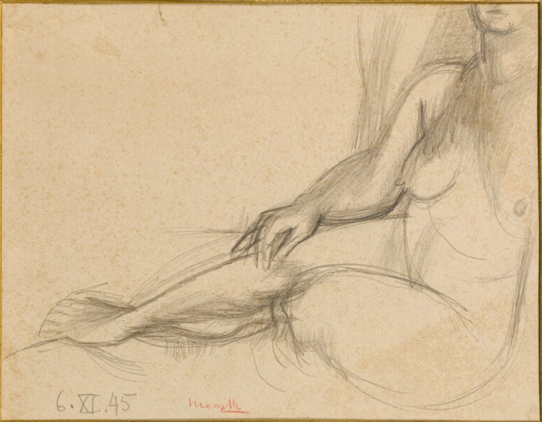 Fikret MOUALLA( 1903-1967) - Étude de nu, 1945 - Crayon sur papier, signé en ba…