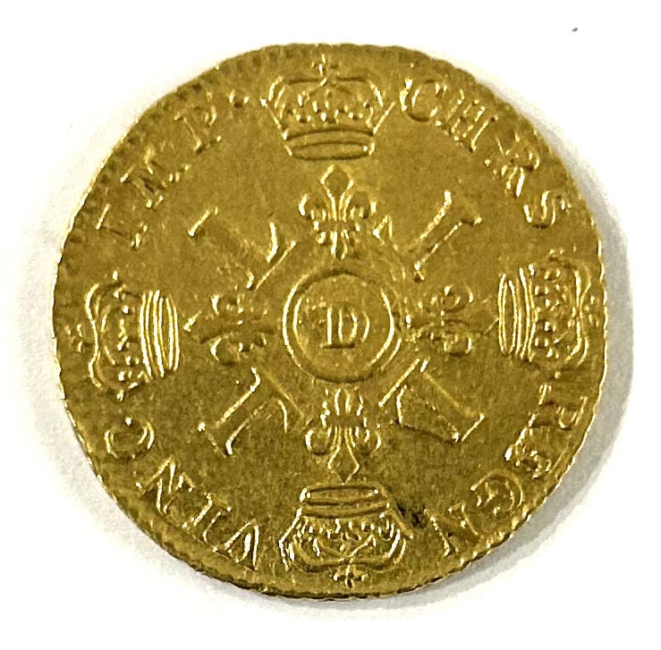 France - Louis XIV (1643-1715) - Louis d'or aux 4L 1695 D (Lyon) - A : Tête lau…
