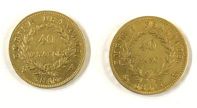 France - Napoléon Ier (1804-1814) - Lot de deux 40 Francs 1810 W et 1811 A - A…